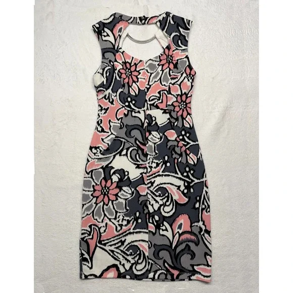 Bisou Bisou Michele Bohbot Floral Choker Dress Women's Size 12 Stretch - Picture 5 of 9